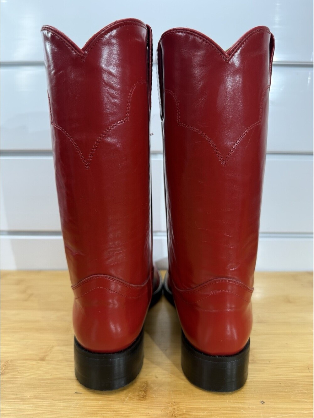 Vintage Tony Lama Women's Red Leather Roper Boots Size 5 B - Picture 5 of 9